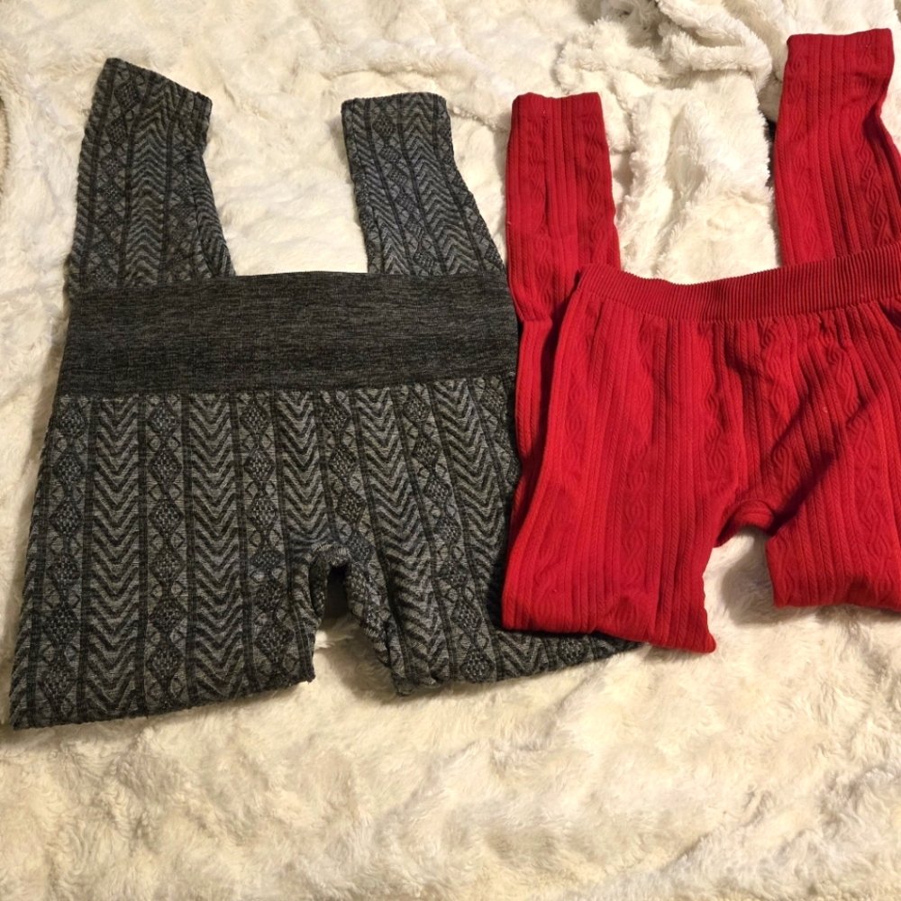 Stylish Gray and Red Women's Leggings